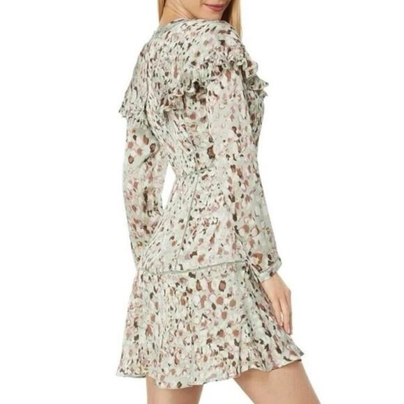 Ted Baker Orrsett Fit and Flare Mini ruffle cape Dress green US size 2 (size 0) - Picture 3 of 16